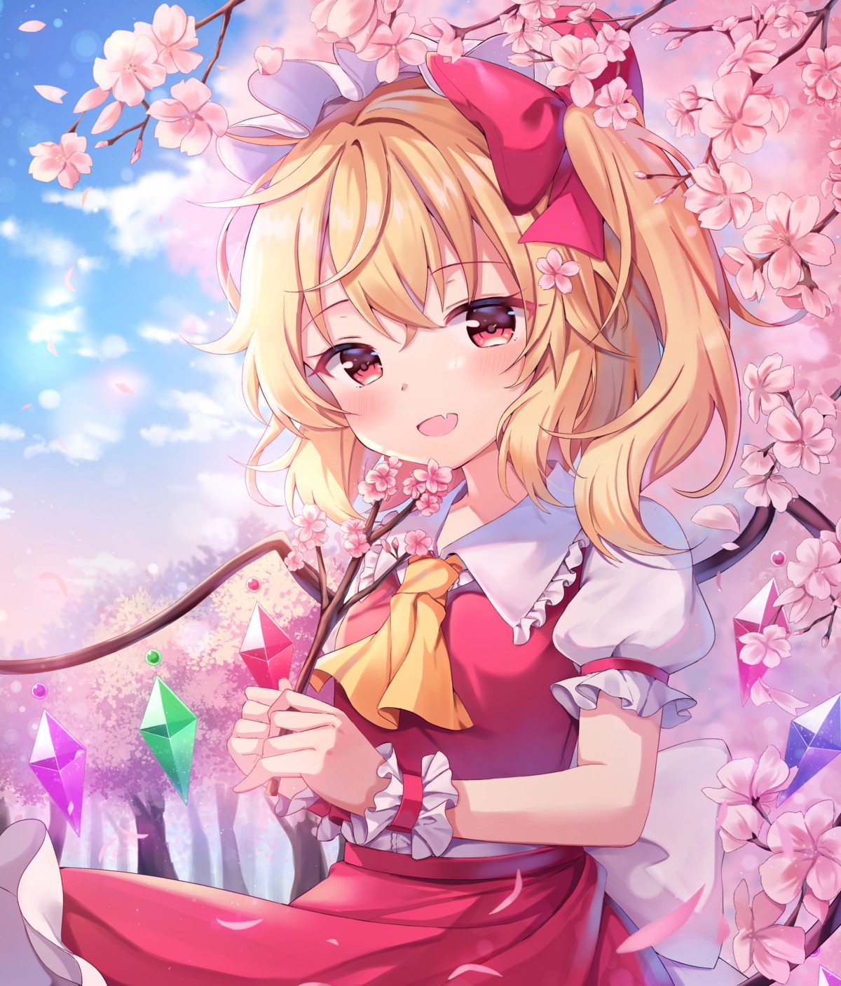 flandre_scarlet, hanen_(borry), skirt_lift, touhou, wings