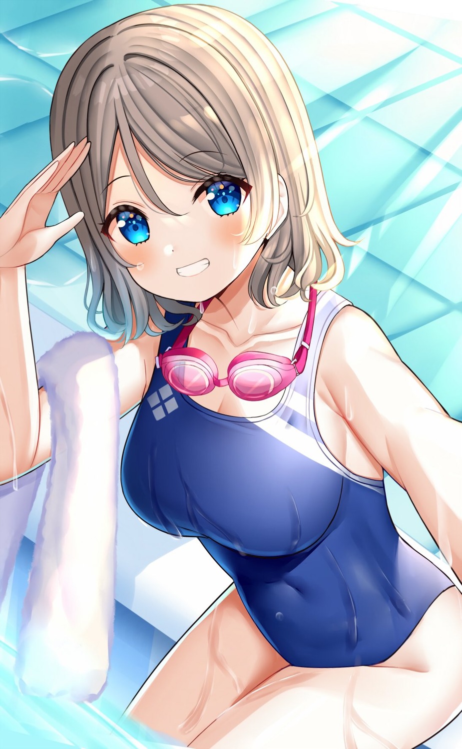 cleavage, love_live!_(series), love_live!_sunshine!!, megane, mizukoshi_(marumi), swimsuits, watanabe_you, wet