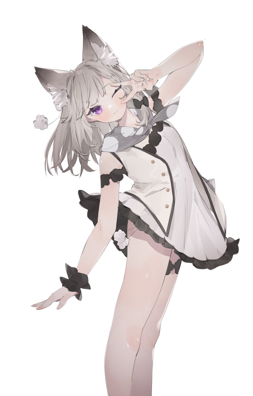 animal_ears, animare, garter, nanashi_inc., rippootai, shiromiya_mimi, skirt_lift