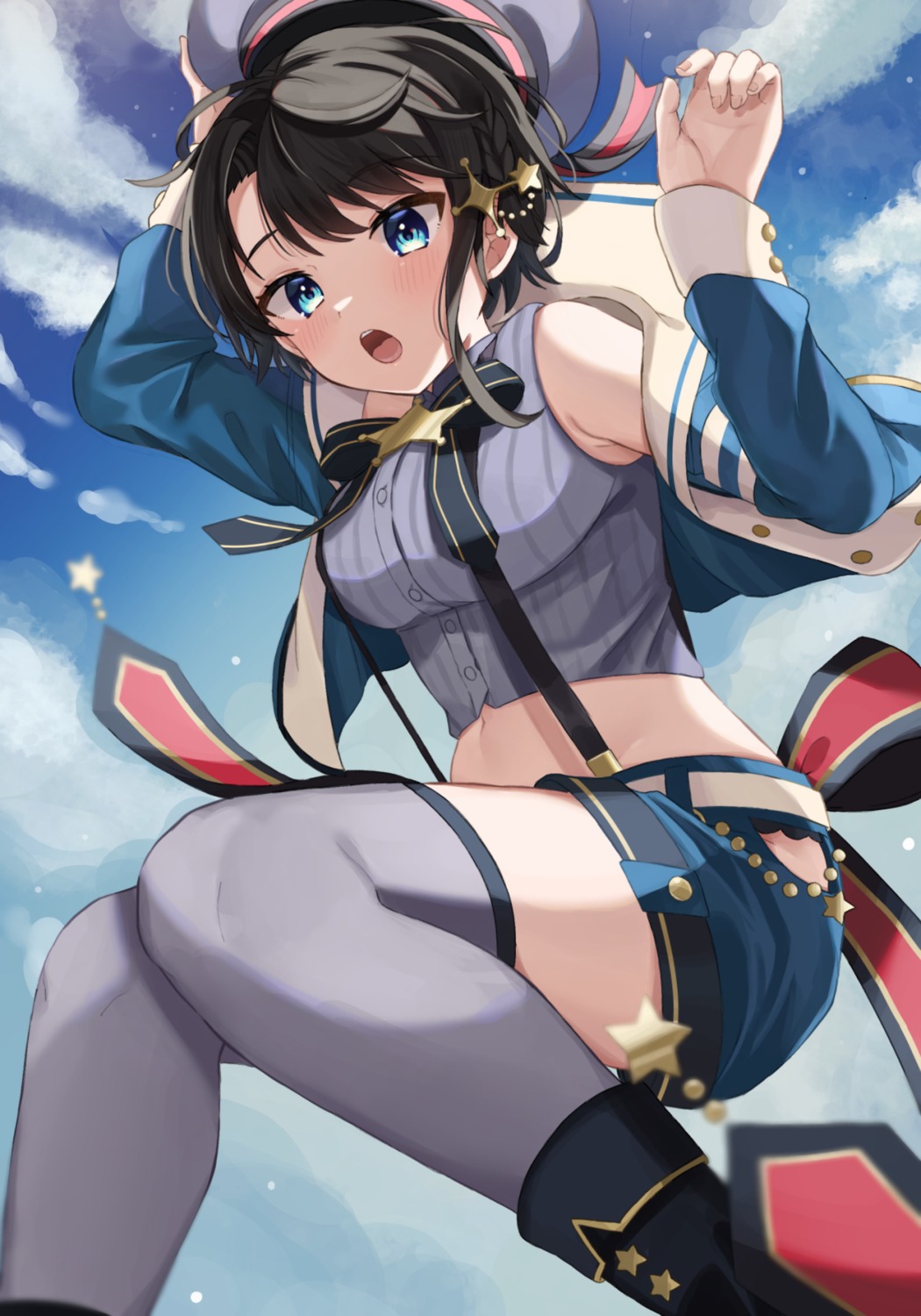 hololive, moonbell, oozora_subaru, thighhighs