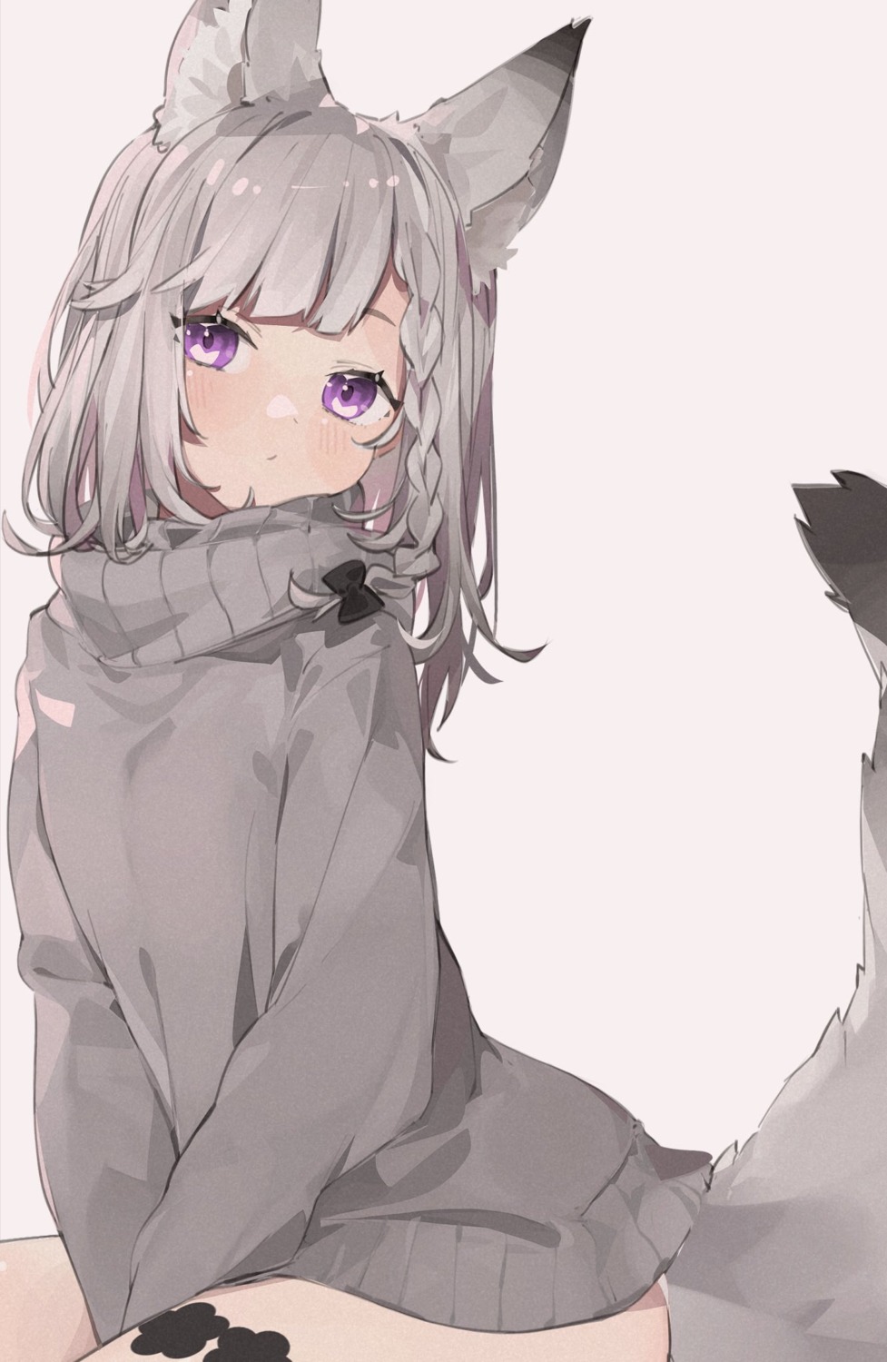 animal_ears, animare, garter, nanashi_inc., rippootai, shiromiya_mimi, sweater, tail