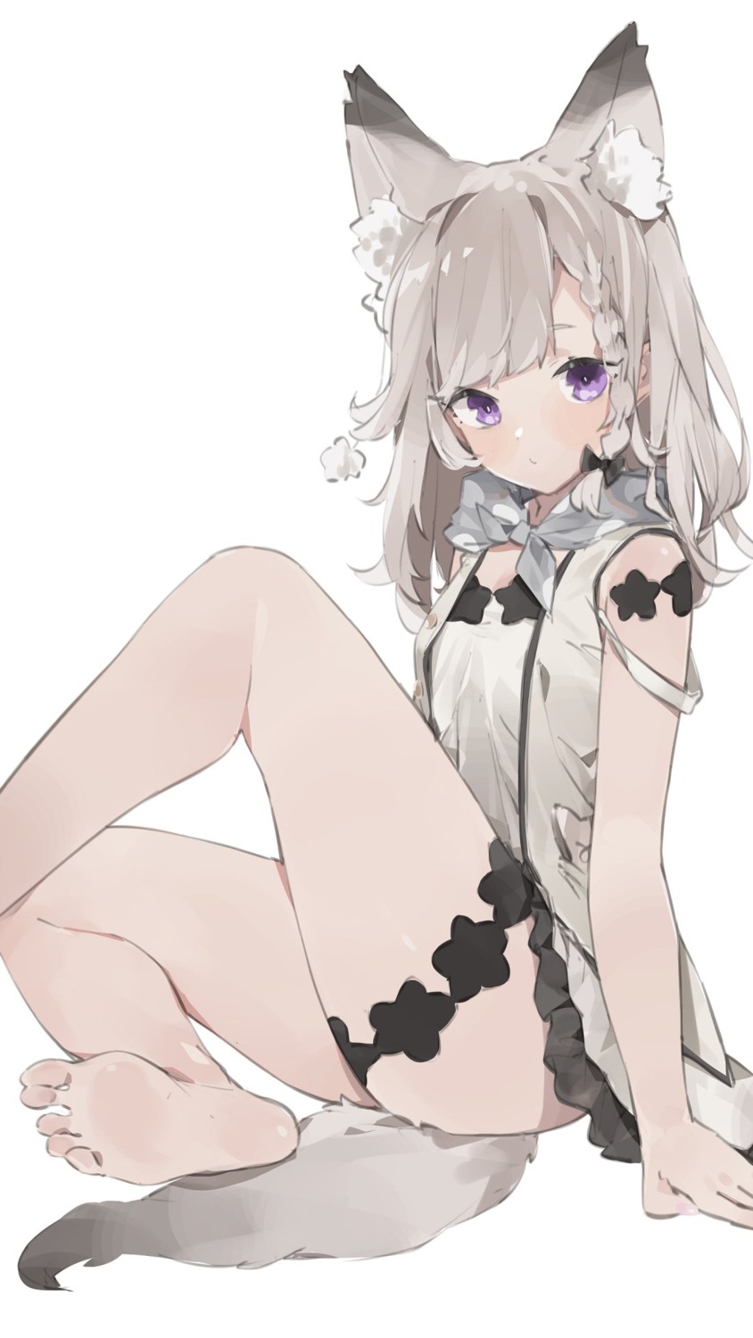 animal_ears, animare, feet, garter, nanashi_inc., rippootai, shiromiya_mimi, skirt_lift, tail