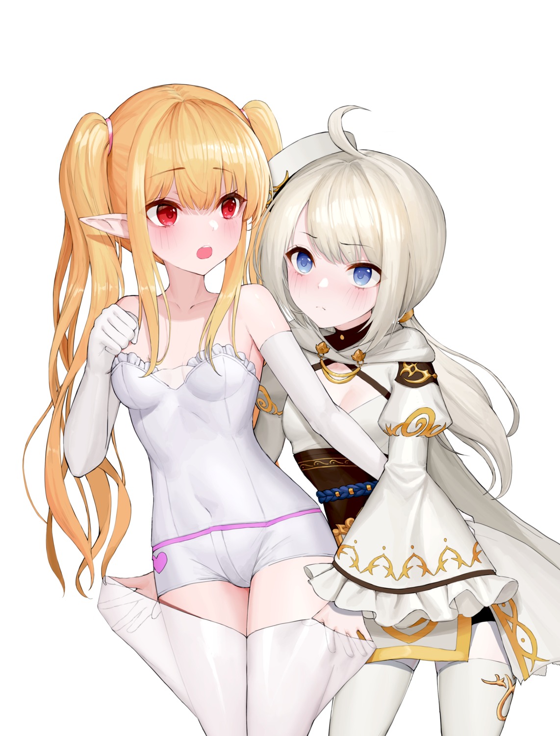 dungeon_fighter, pointy_ears, thighhighs, undressing, yjs0803123, yuri