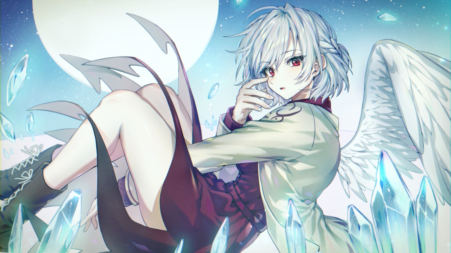 dress, here_(hr_rz_ggg), skirt_lift, touhou, wallpaper, wings