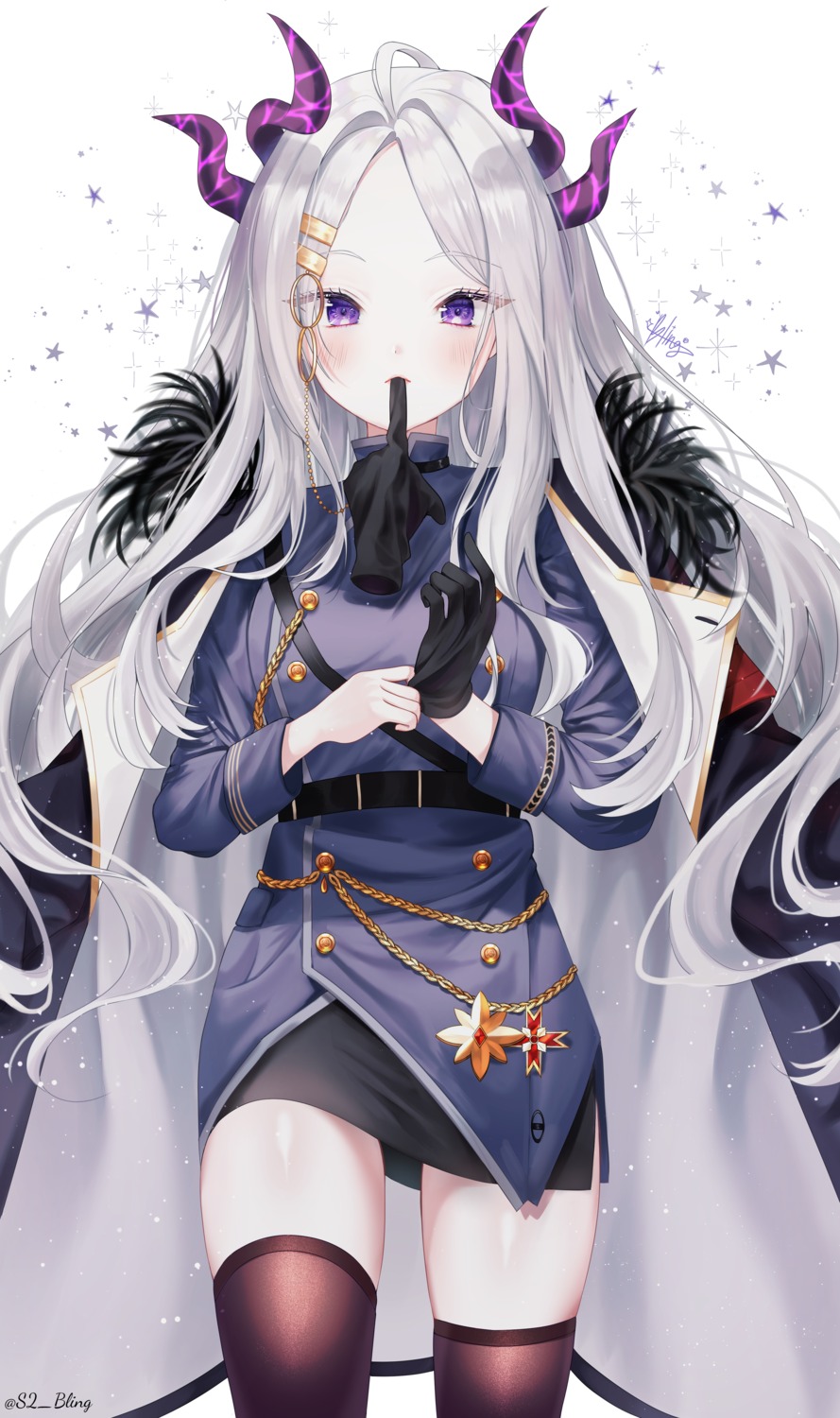 bling_(epvc5242), blue_archive, horns, sorasaki_hina, thighhighs, uniform