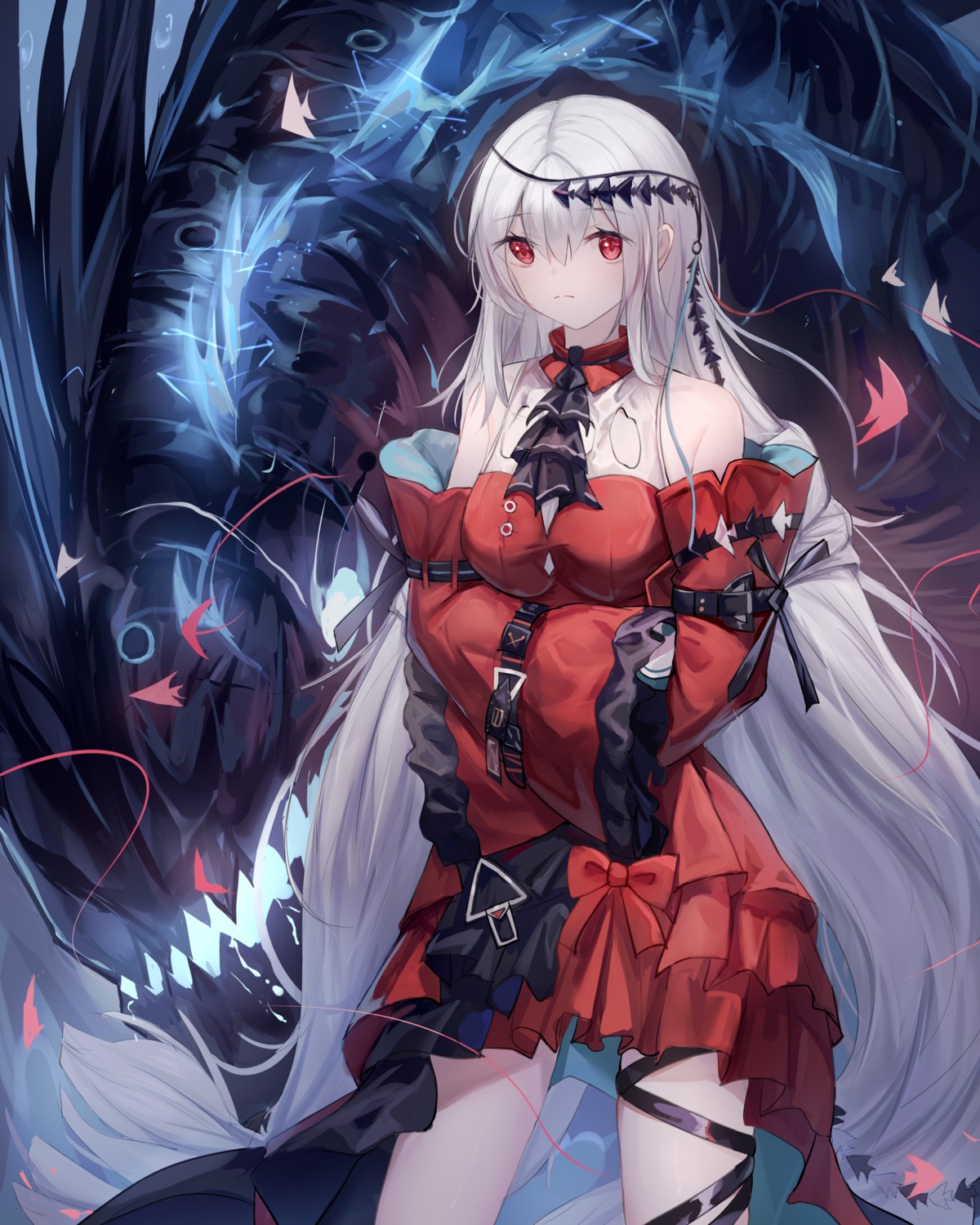 arknights, dress, garter, linz, skadi_(arknights)