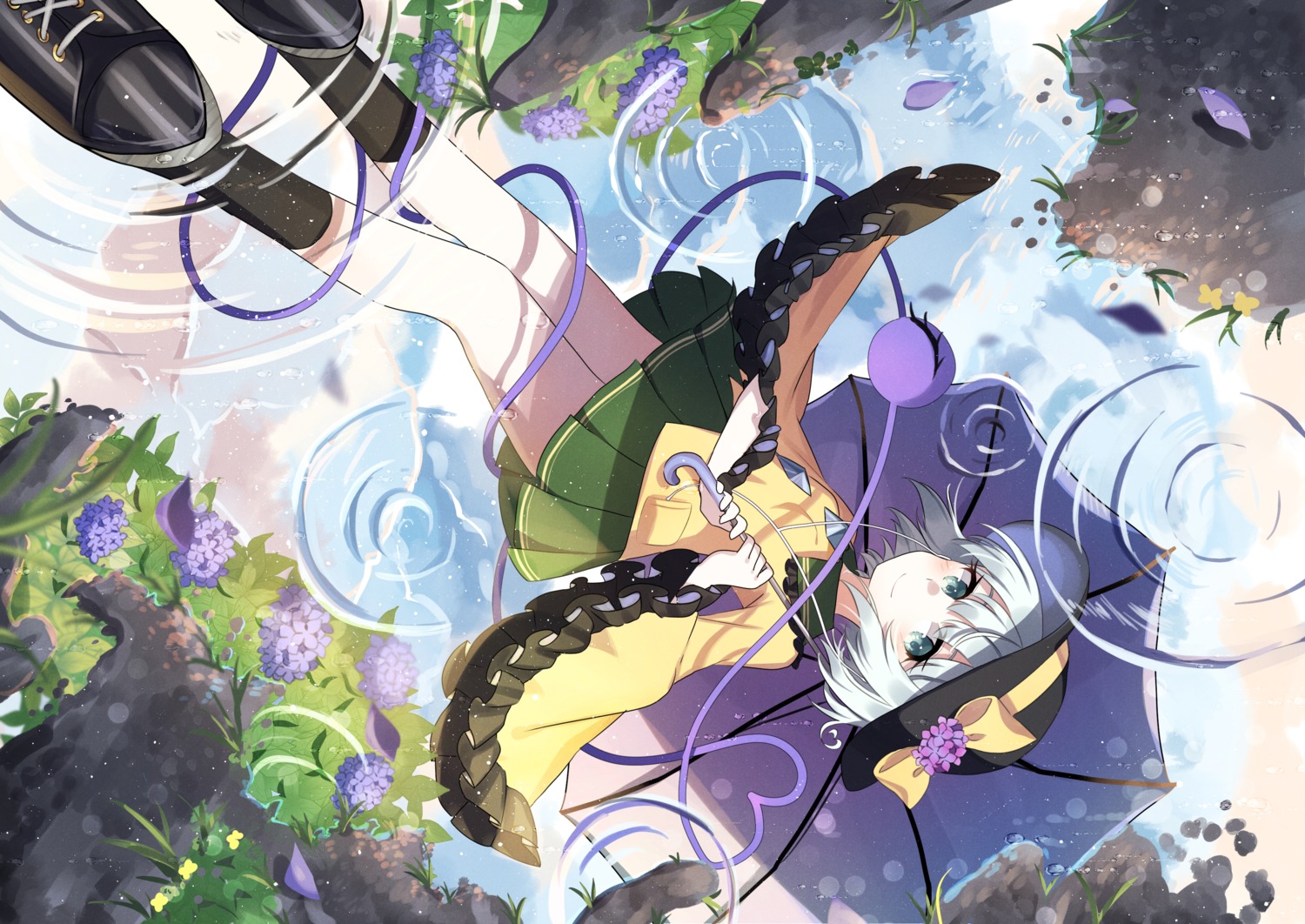 ametama_(runarunaruta5656), komeiji_koishi, skirt_lift, touhou, umbrella