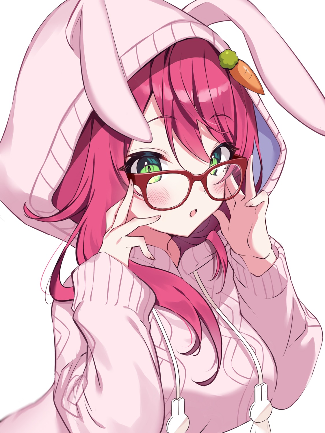 animal_ears, bunny_ears, megane, sweater, tatejima_uri