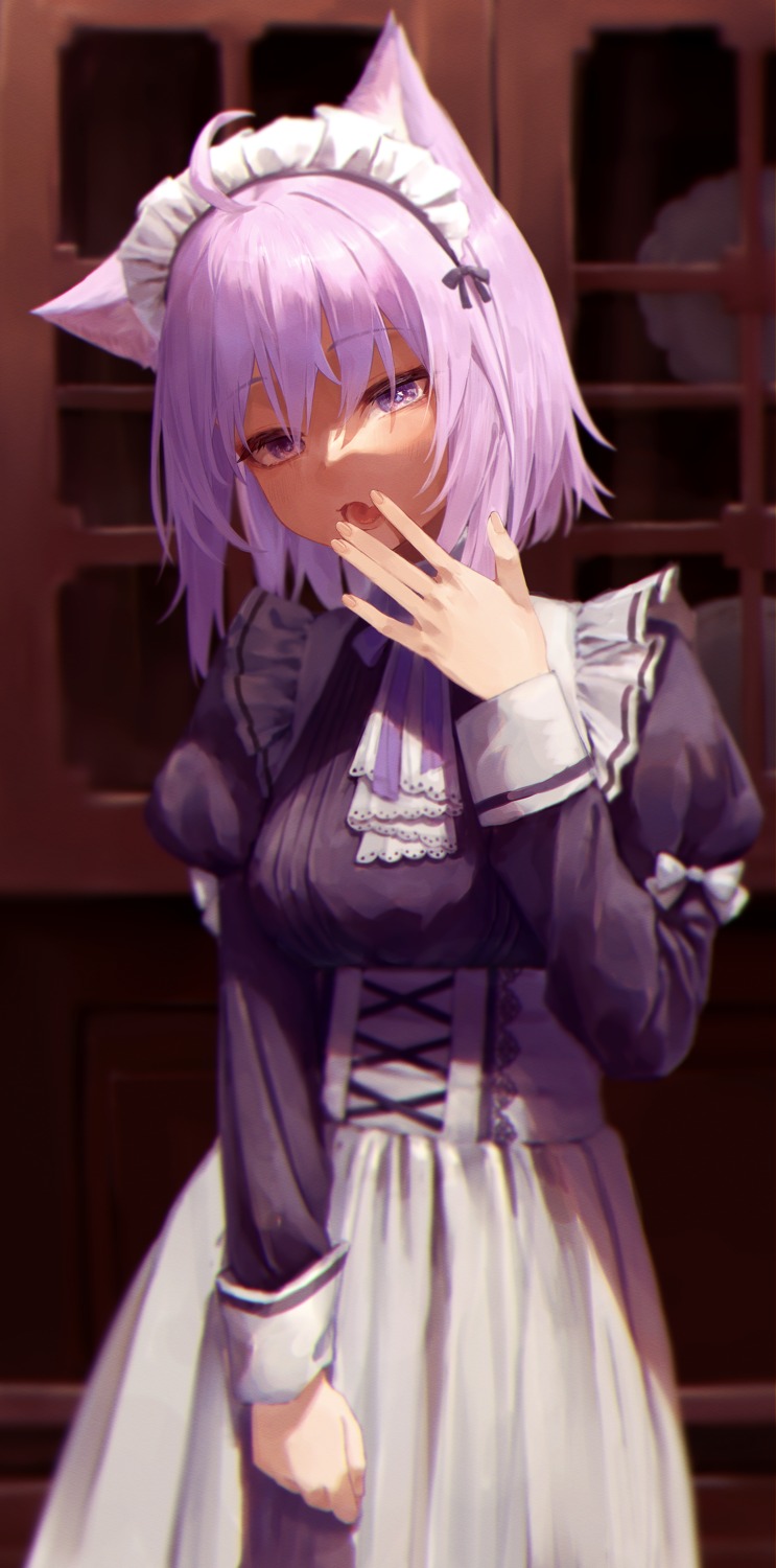 animal_ears, hololive, hololive_gamers, maid, nanome_to, nekomata_okayu, nekomimi