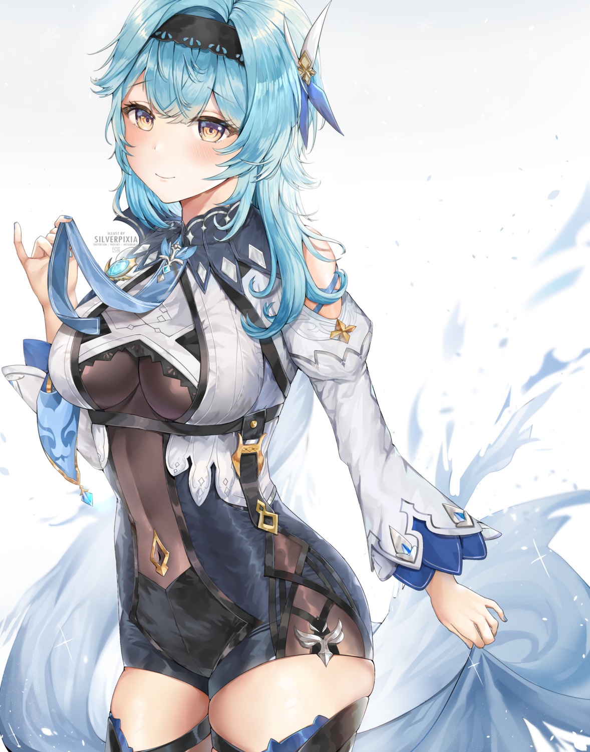 eula, garter, genshin_impact, leotard, silverpixia, thighhighs