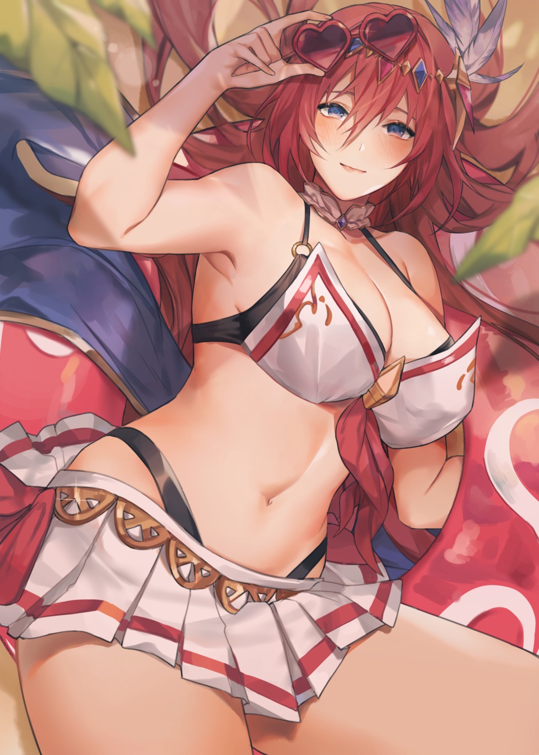 bikini, godsworn_alexiel, granblue_fantasy, megane, muunai, open_shirt, swimsuits