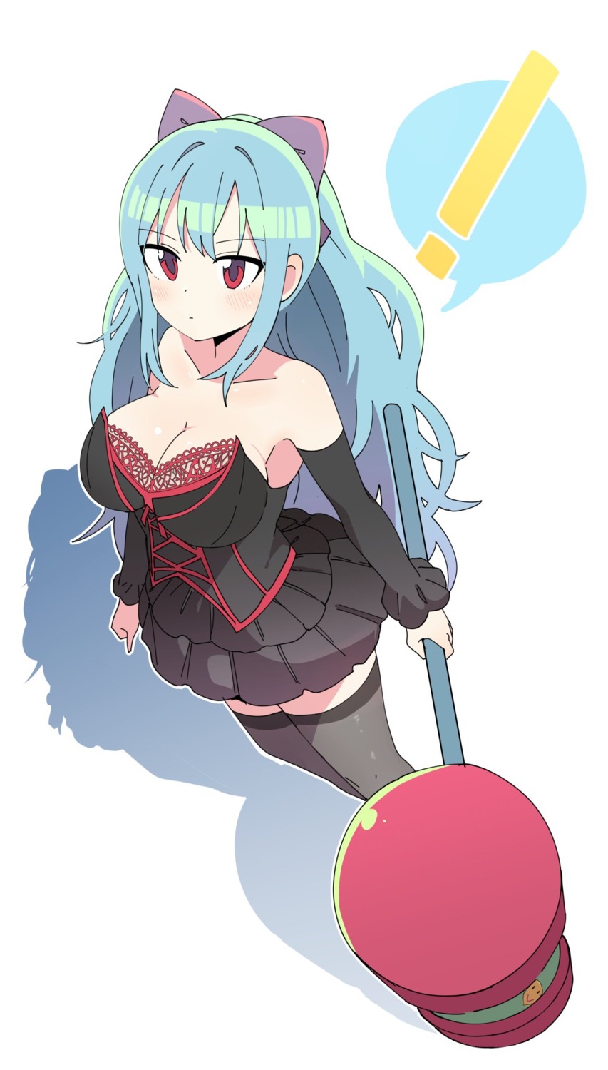 cleavage, luke_(dydansgur), no_bra, thighhighs, weapon