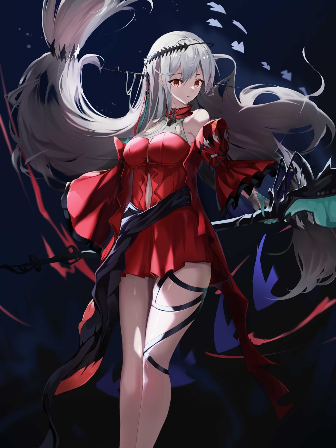 arknights, dress, nevin_(flyskying), skadi_(arknights), weapon