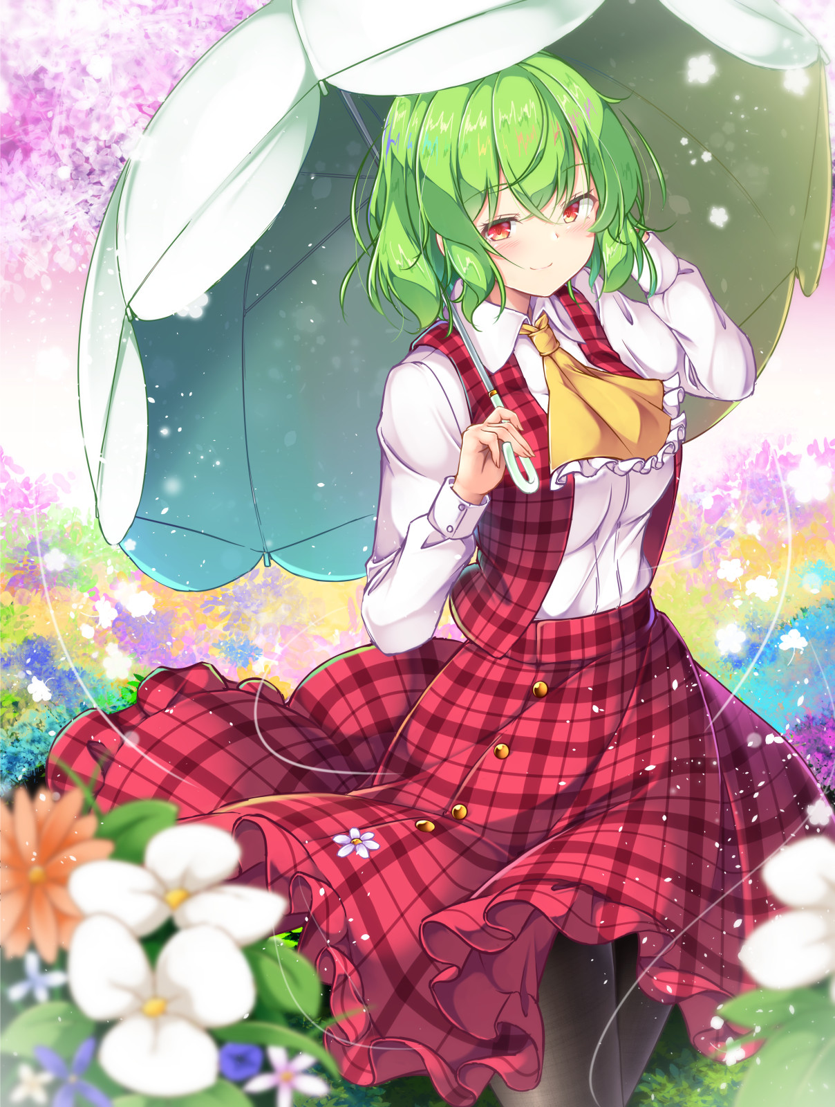 aka_tawashi, kazami_yuuka, skirt_lift, touhou, umbrella