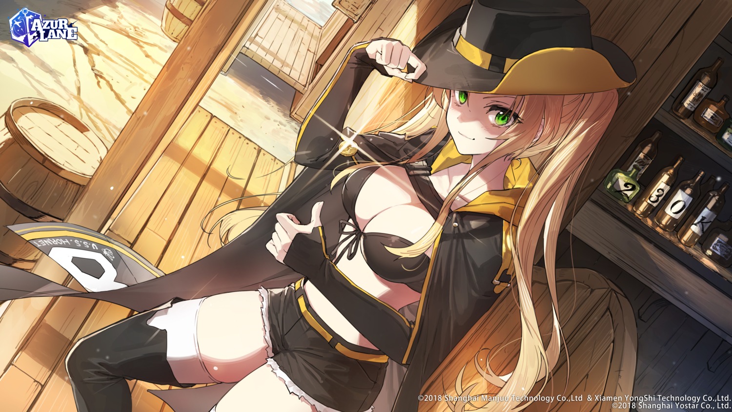 azur_lane, bra, hornet_(azur_lane), thighhighs, wata_(attaka_taoru)