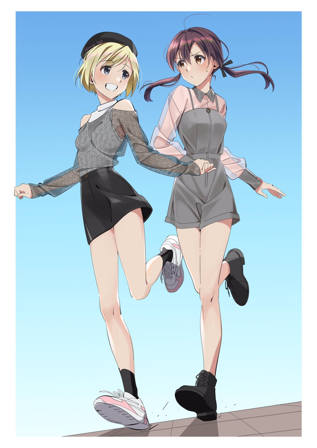 erica_hartmann, gertrud_barkhorn, naguramu, see_through, skirt_lift, strike_witches