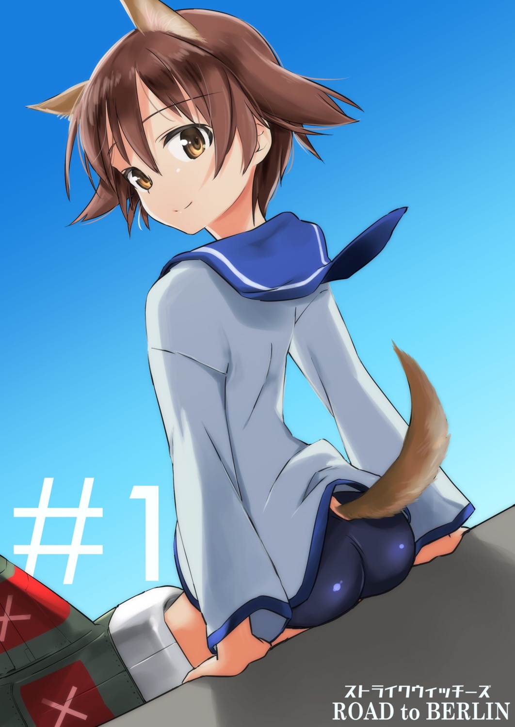 animal_ears, aohashi_ame, ass, inumimi, miyafuji_yoshika, school_swimsuit, seifuku, strike_witches, swimsuits, tail