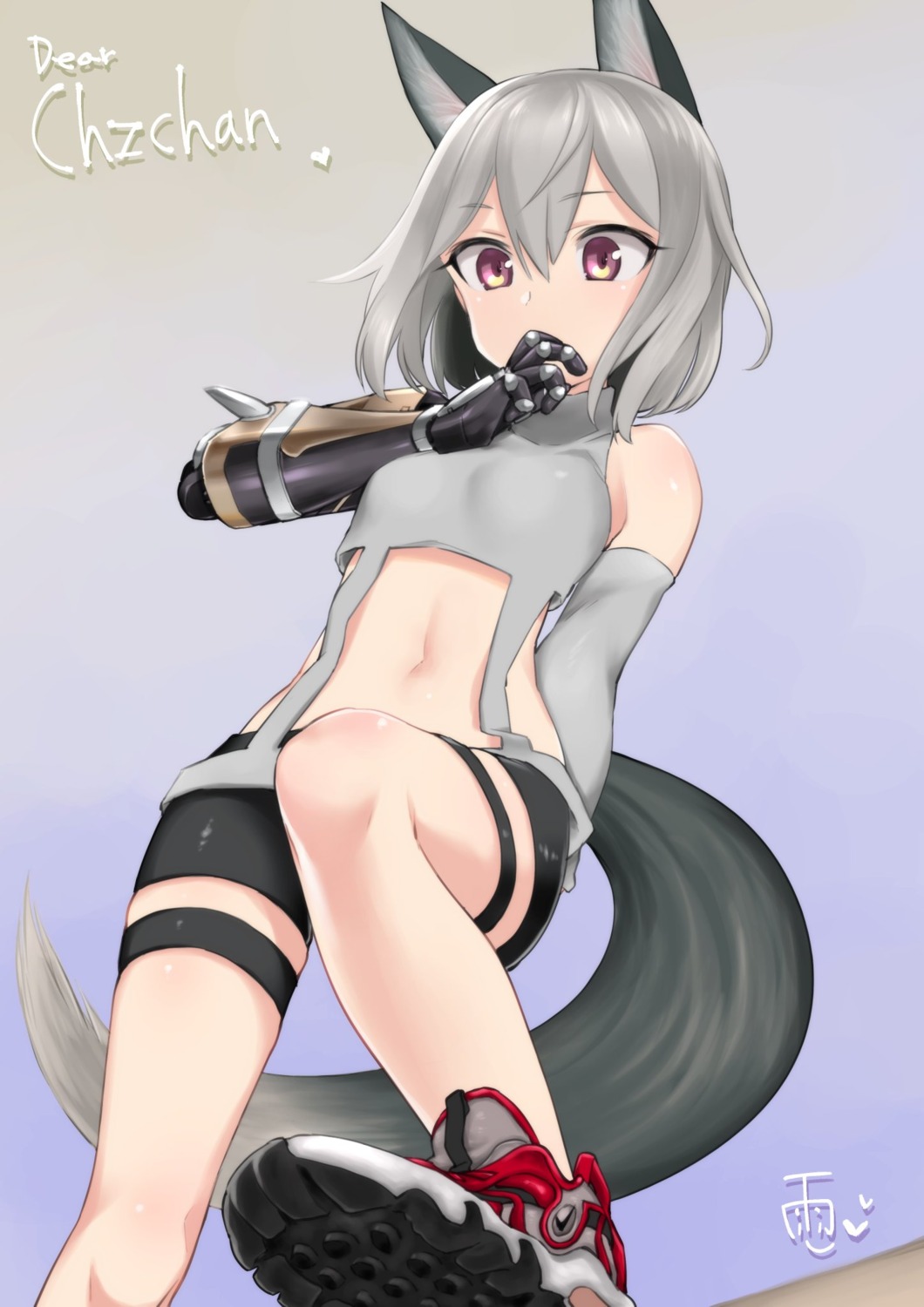 animal_ears, aohashi_ame, bike_shorts, garter, tail