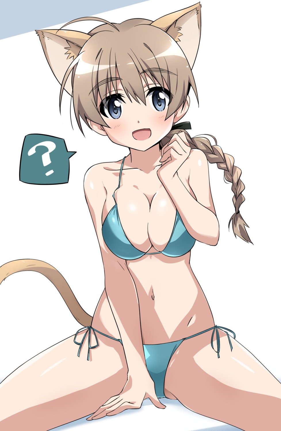 animal_ears, bikini, lynette_bishop, nekomimi, strike_witches, swimsuits, tail, tokiani