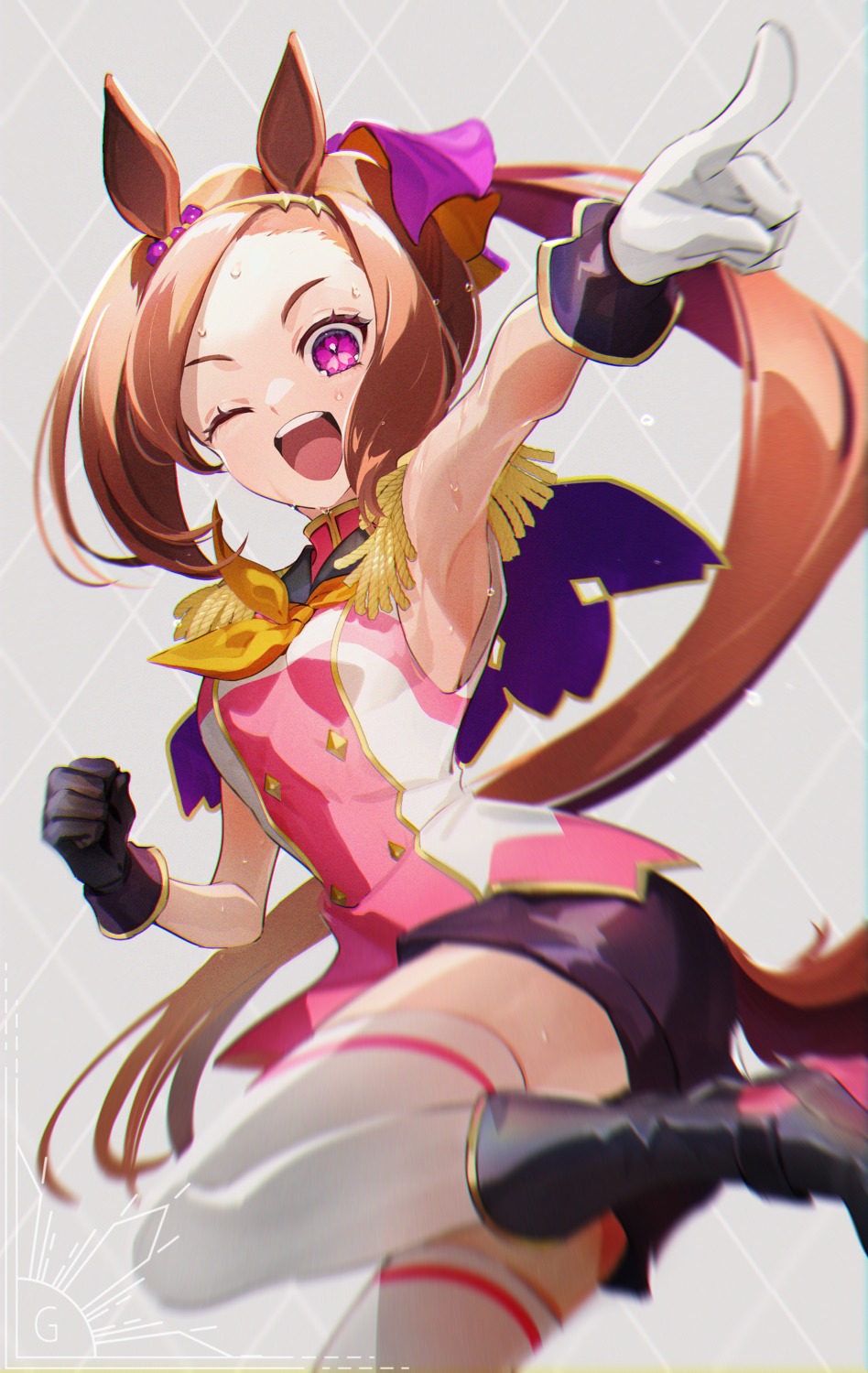 animal_ears, galibo, sakura_bakushin_o_(umamusume), tail, thighhighs, uma_musume_pretty_derby, uniform