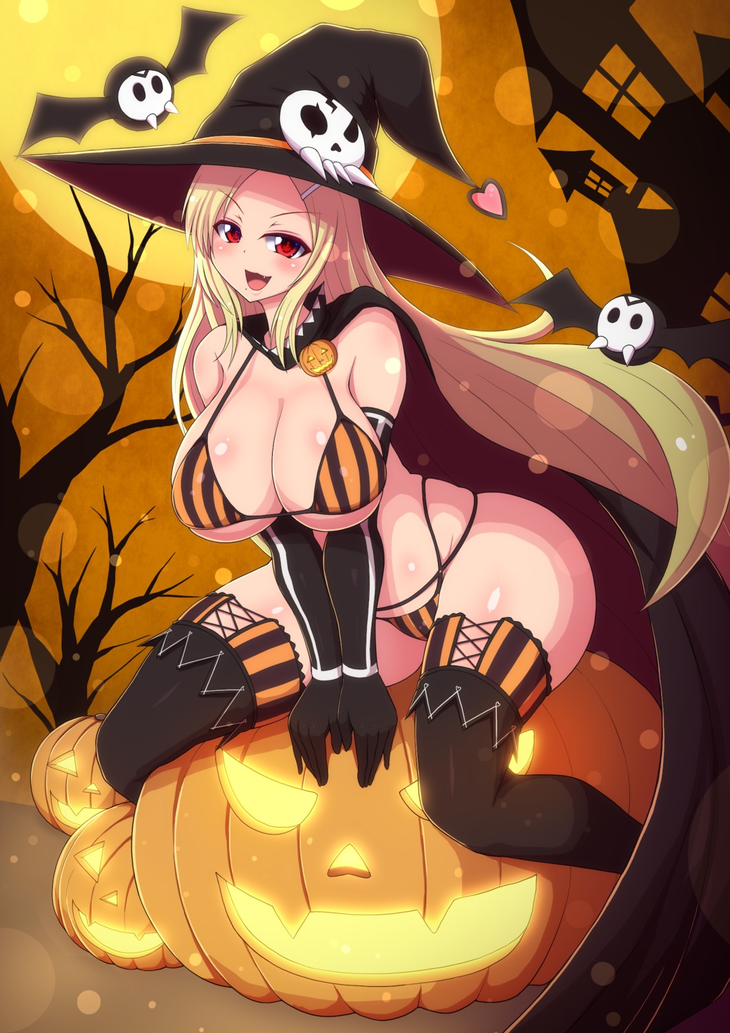 bikini, halloween, ponpon-maru, senran_kagura, shiki_(senran_kagura), swimsuits, thighhighs, witch