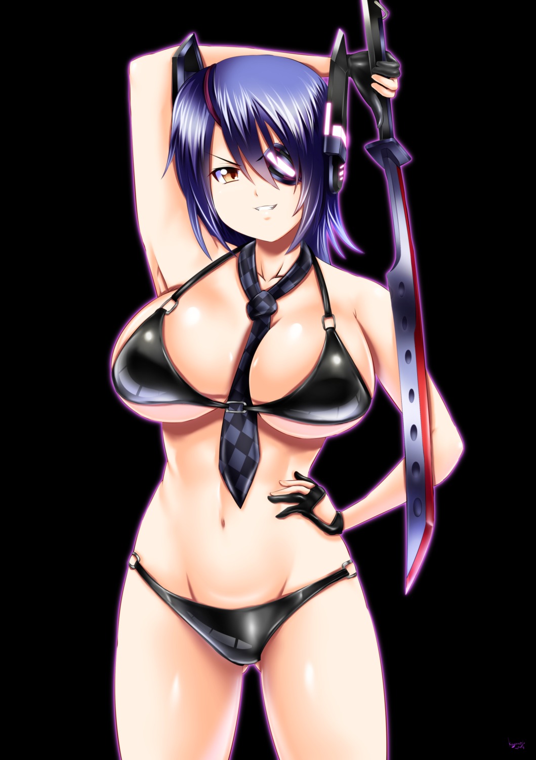 bikini, eyepatch, kantai_collection, kogawa_waki, swimsuits, sword, tenryuu_(kancolle)