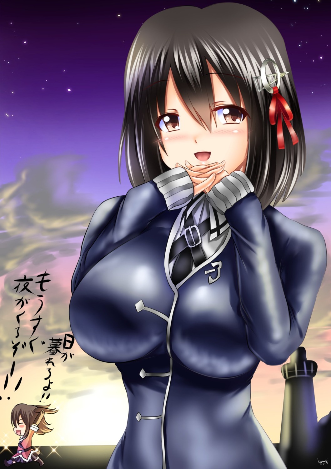chibi, haguro_(kancolle), kantai_collection, kogawa_waki, sendai_(kancolle), uniform