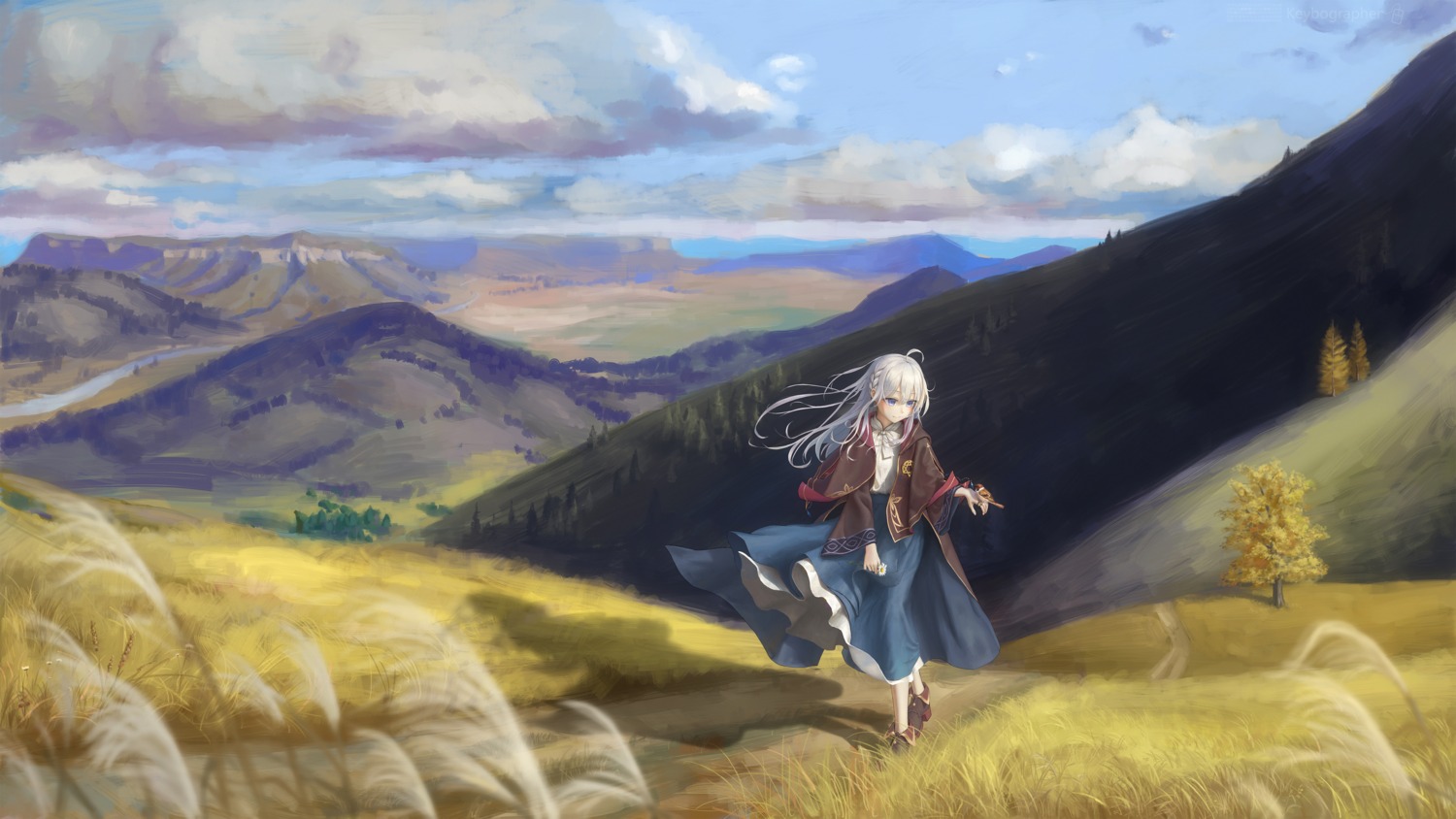 elaina_(majotabi), heels, landscape, majo_no_tabitabi, skirt_lift, ti_hai_diao_yu