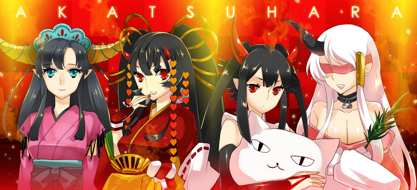cleavage, horns, kimono, mami