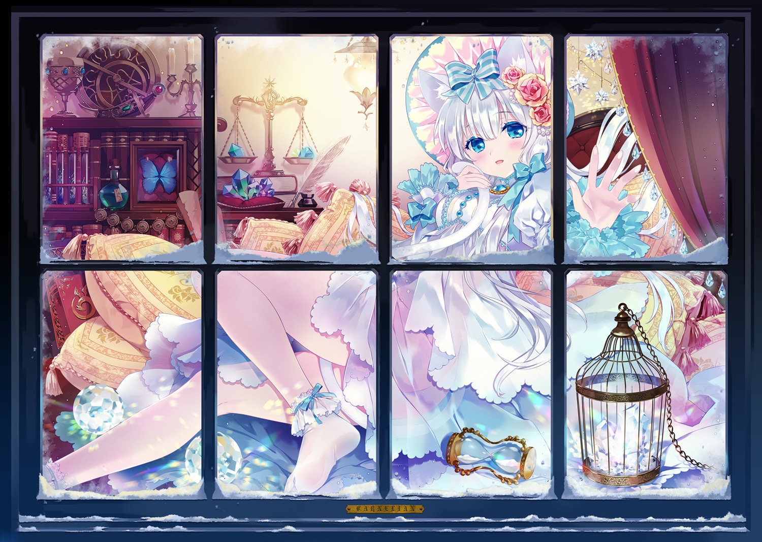 animal_ears, ass, carnelian, dress, lolita_fashion, nekomimi, nopan, pantyhose