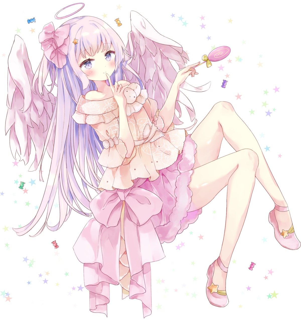 angel, skirt_lift, tsukiyo_(skymint), wings
