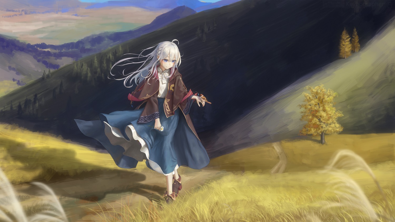 elaina_(majotabi), heels, landscape, majo_no_tabitabi, skirt_lift, ti_hai_diao_yu