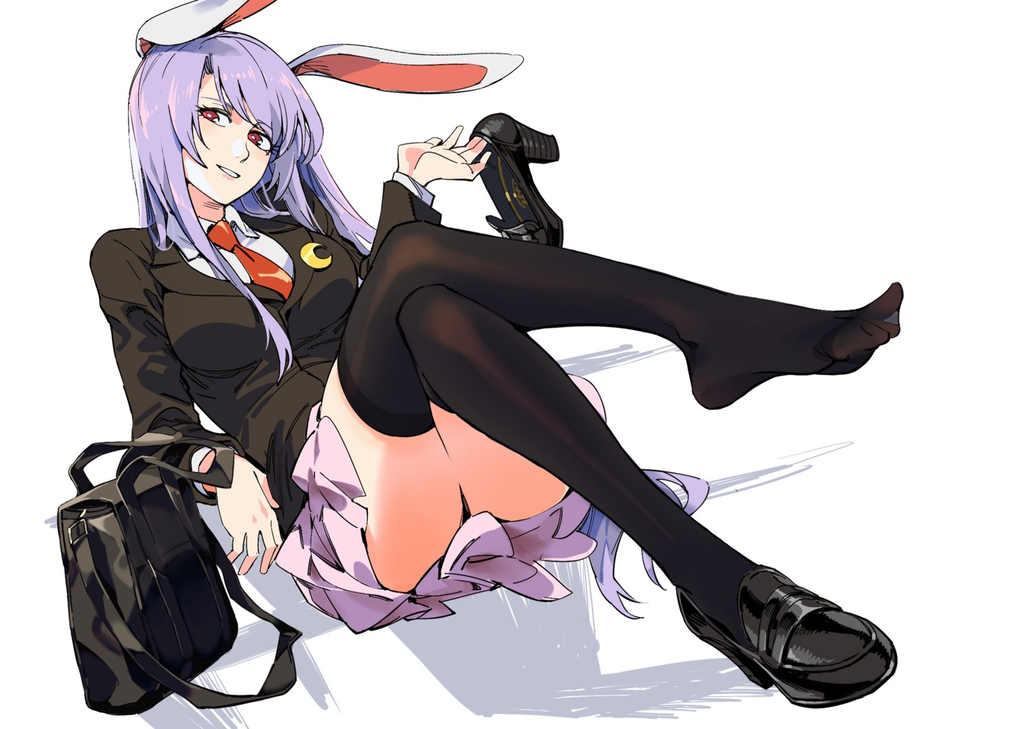 animal_ears, bunny_ears, feet, heels, reisen_udongein_inaba, ruukii_drift, seifuku, skirt_lift