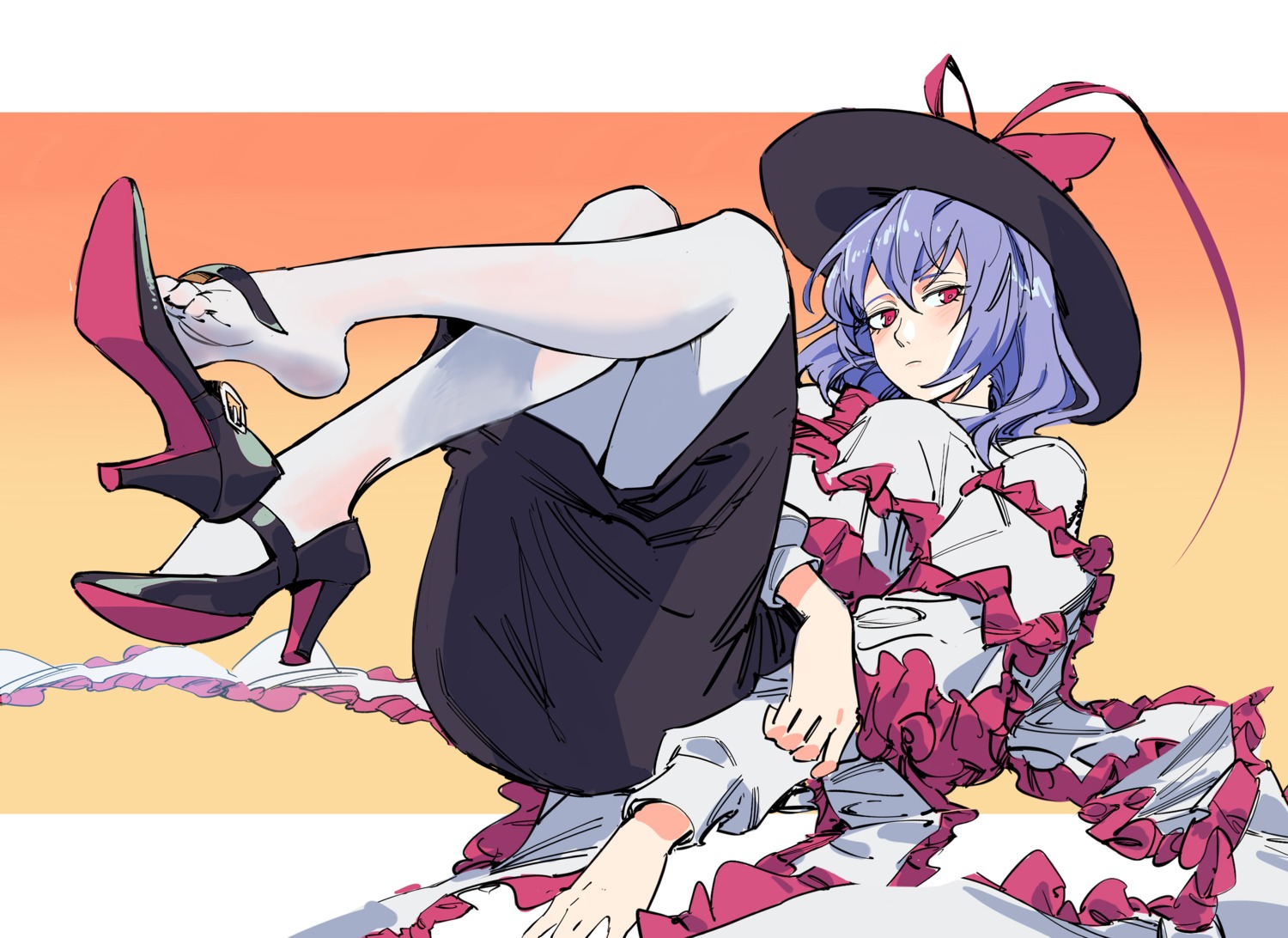 heels, nagae_iku, ruukii_drift, skirt_lift, touhou