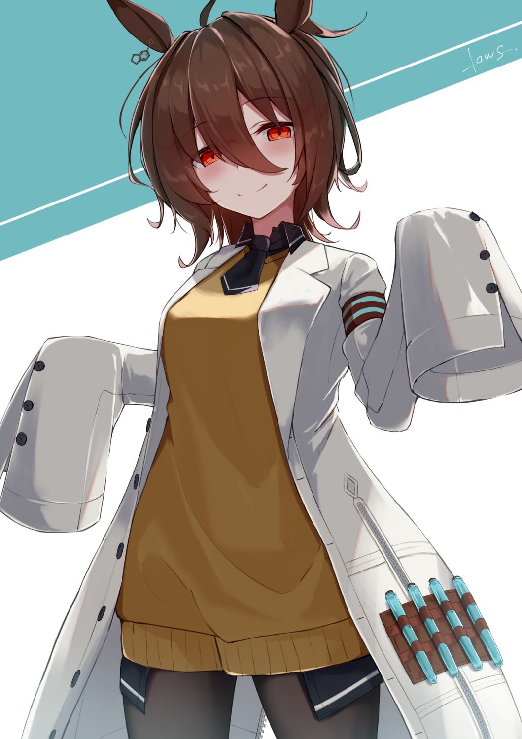agnes_tachyon_(umamusume), animal_ears, lows., pantyhose, sweater, uma_musume_pretty_derby, uniform