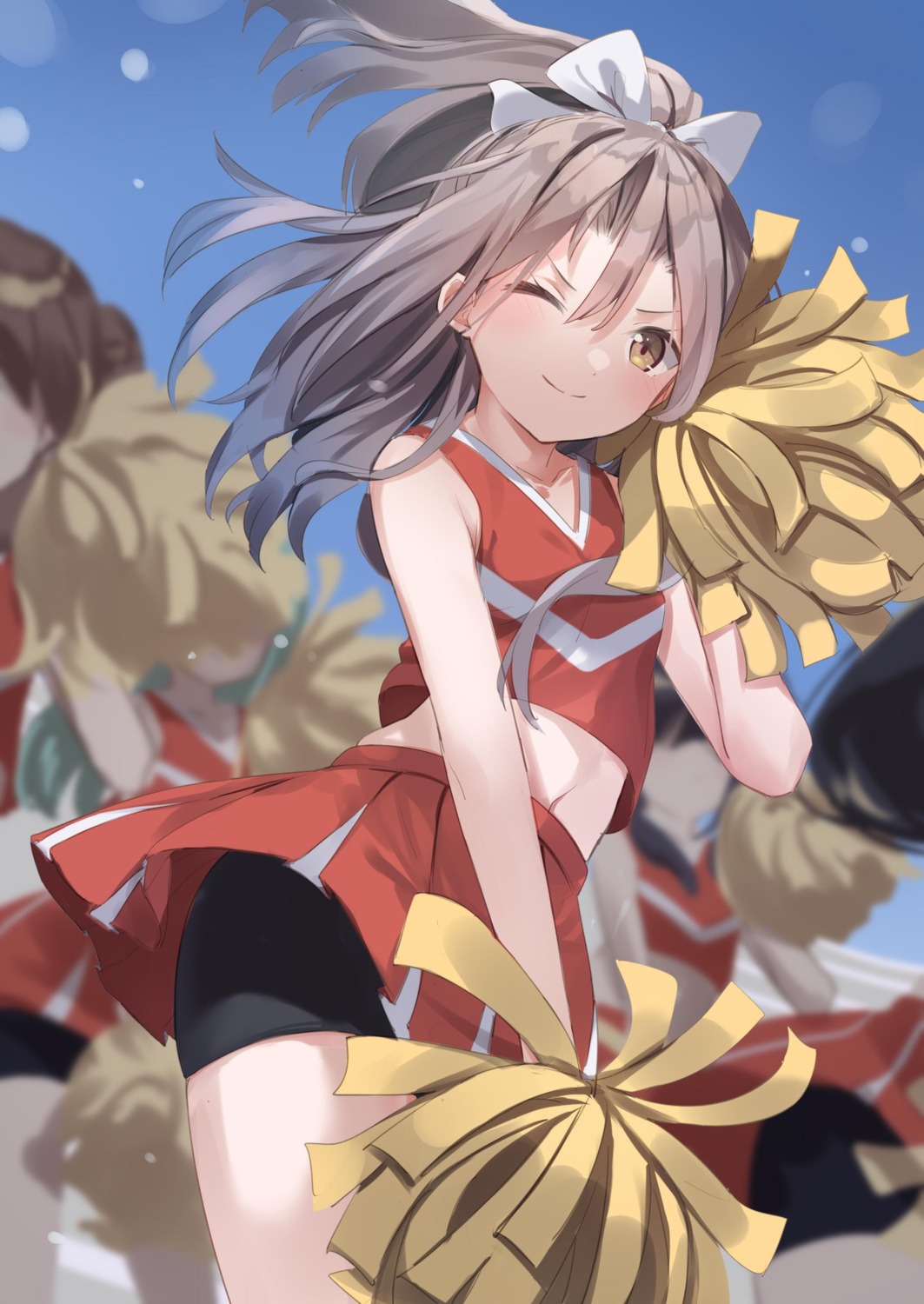 bike_shorts, cheerleader, kantai_collection, natsuki_(gedo), skirt_lift, zuihou_(kancolle)