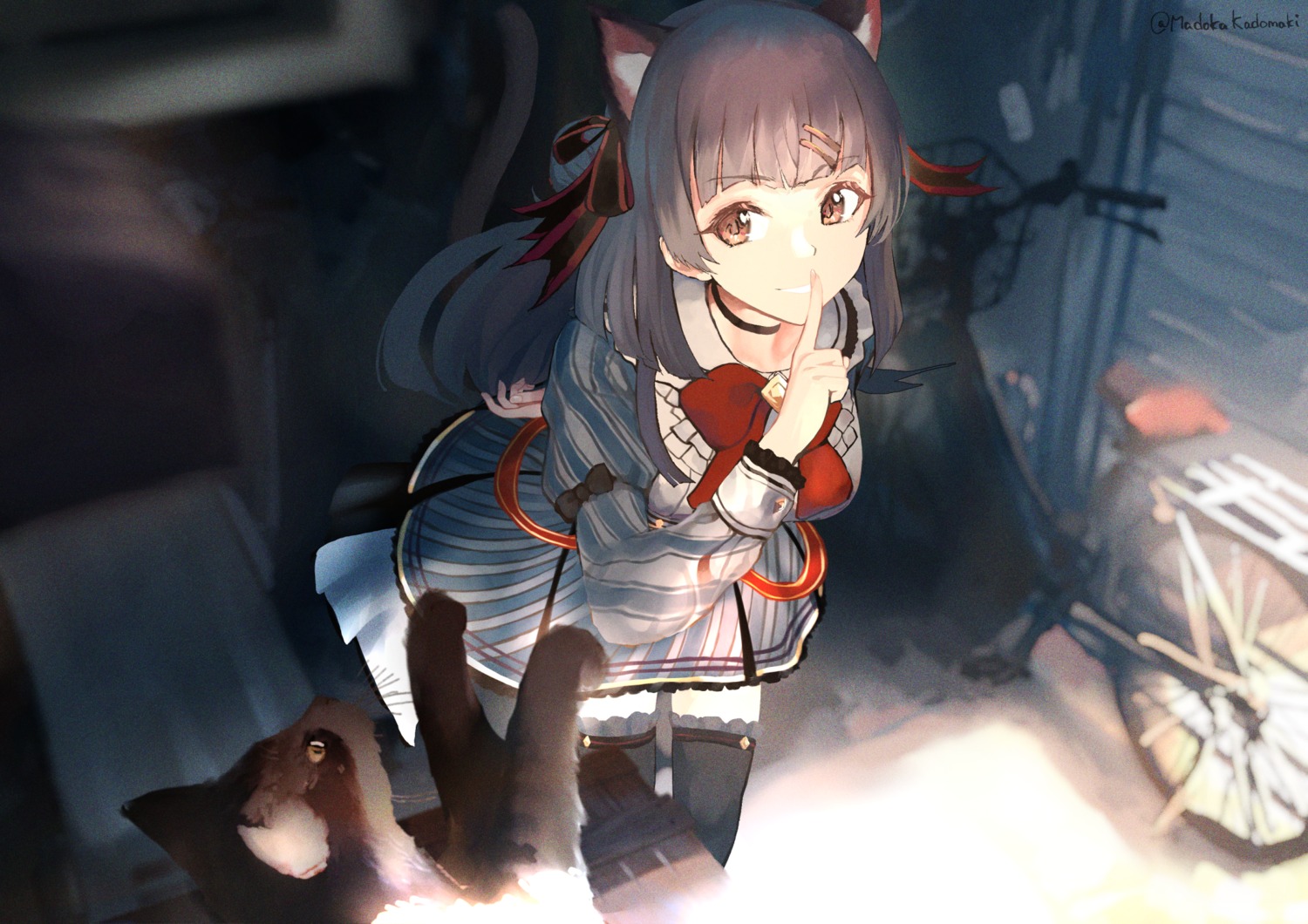 animal_ears, kadomaki_madoka, mayuzumi_fuyuko, neko, nekomimi, stockings, the_idolm@ster, the_idolm@ster_shiny_colors