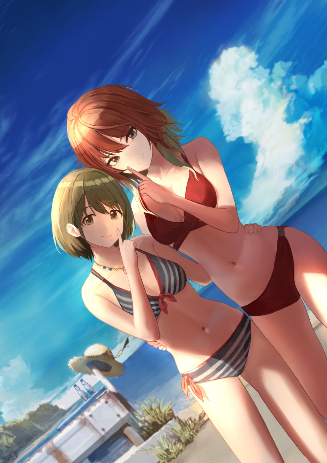 aketa_mikoto, bikini, cleavage, kadomaki_madoka, nanakusa_nichika, swimsuits, the_idolm@ster, the_idolm@ster_shiny_colors
