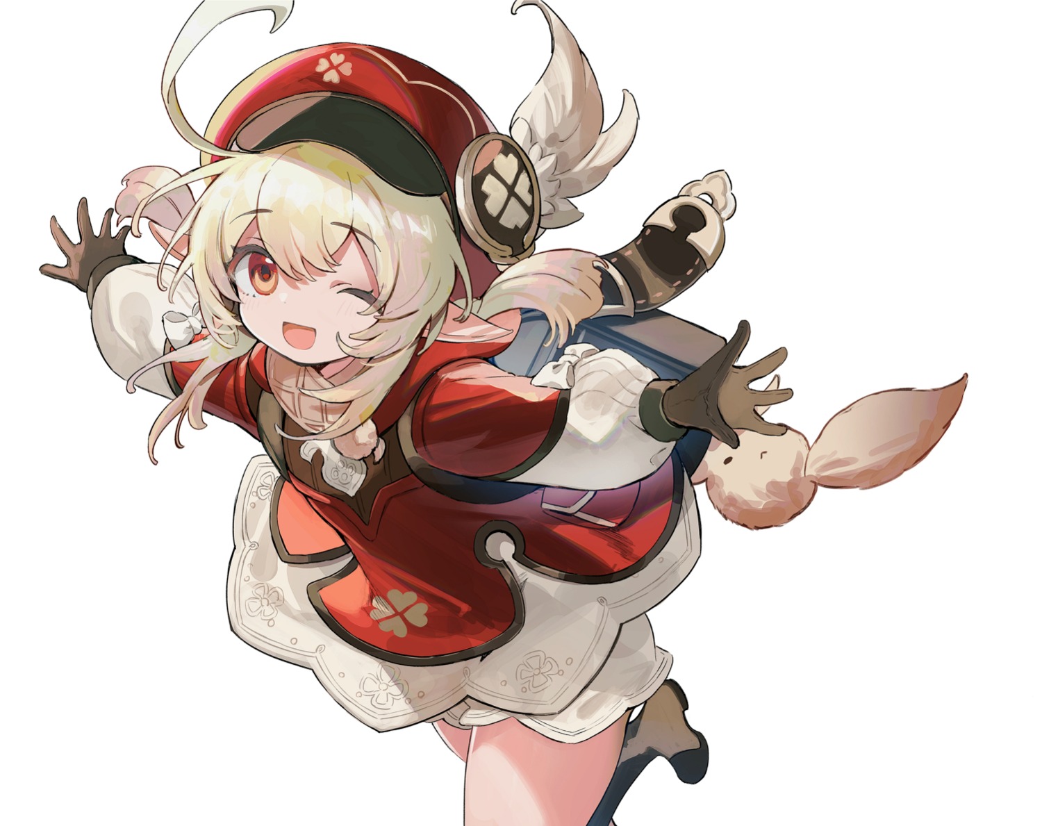genshin_impact, hayama_eishi, klee, pointy_ears, skirt_lift