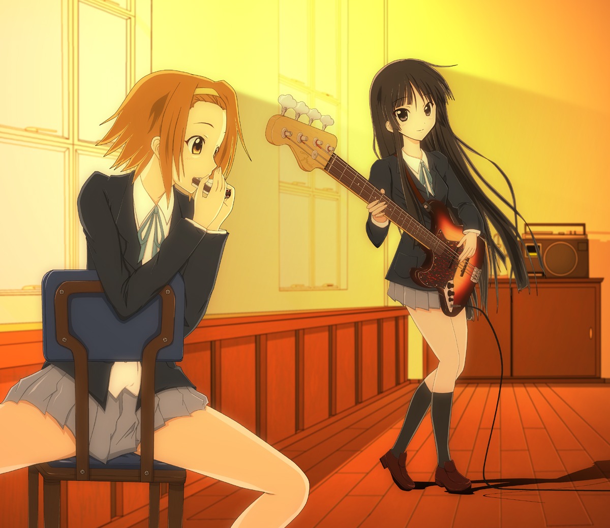 akiyama_mio, k-on!, seifuku, su-35, tainaka_ritsu