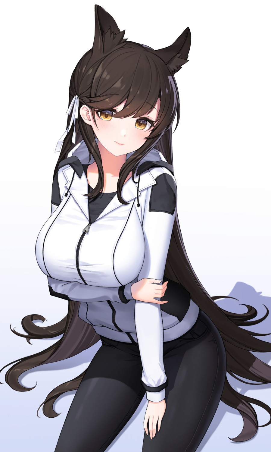 animal_ears, atago_(azur_lane), azur_lane, breast_hold, gym_uniform, yuri_(chocho_q)