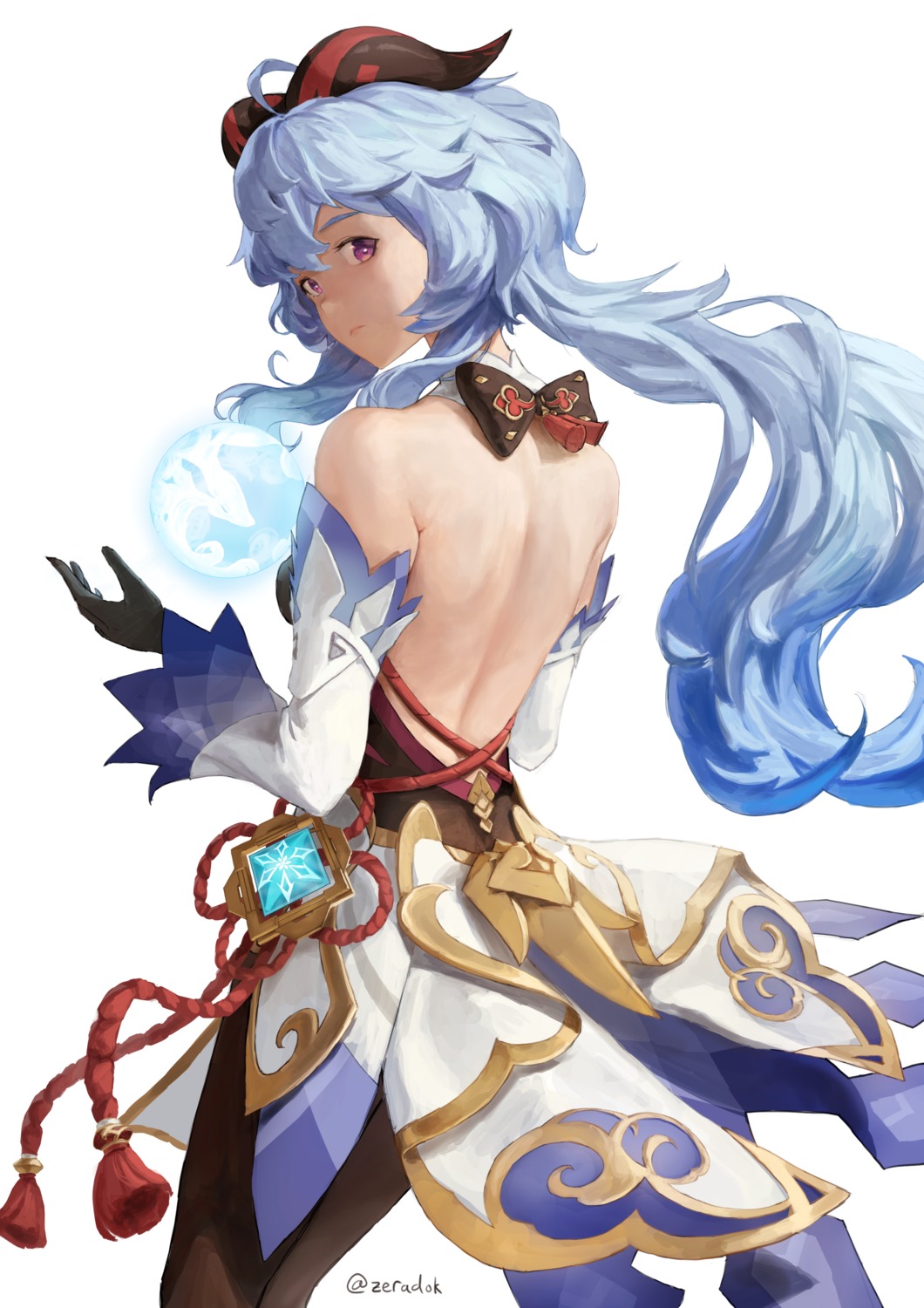 asian_clothes, ganyu, genshin_impact, horns, no_bra, zeradok