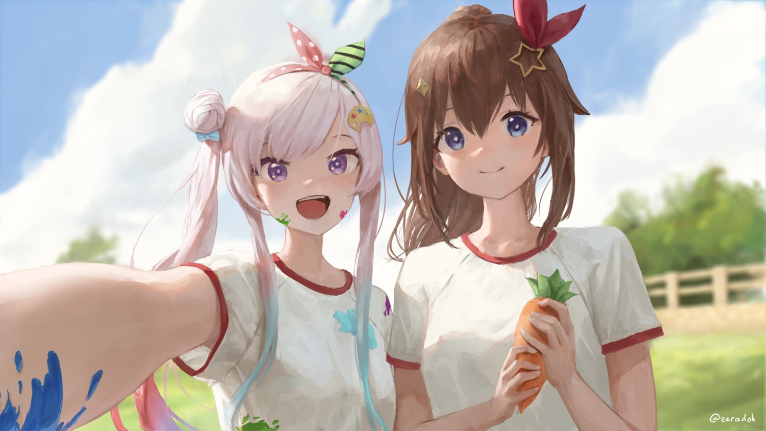 airani_iofifteen, crossover, gym_uniform, hololive, hololive_indonesia, selfie, tokino_sora, wallpaper, zeradok
