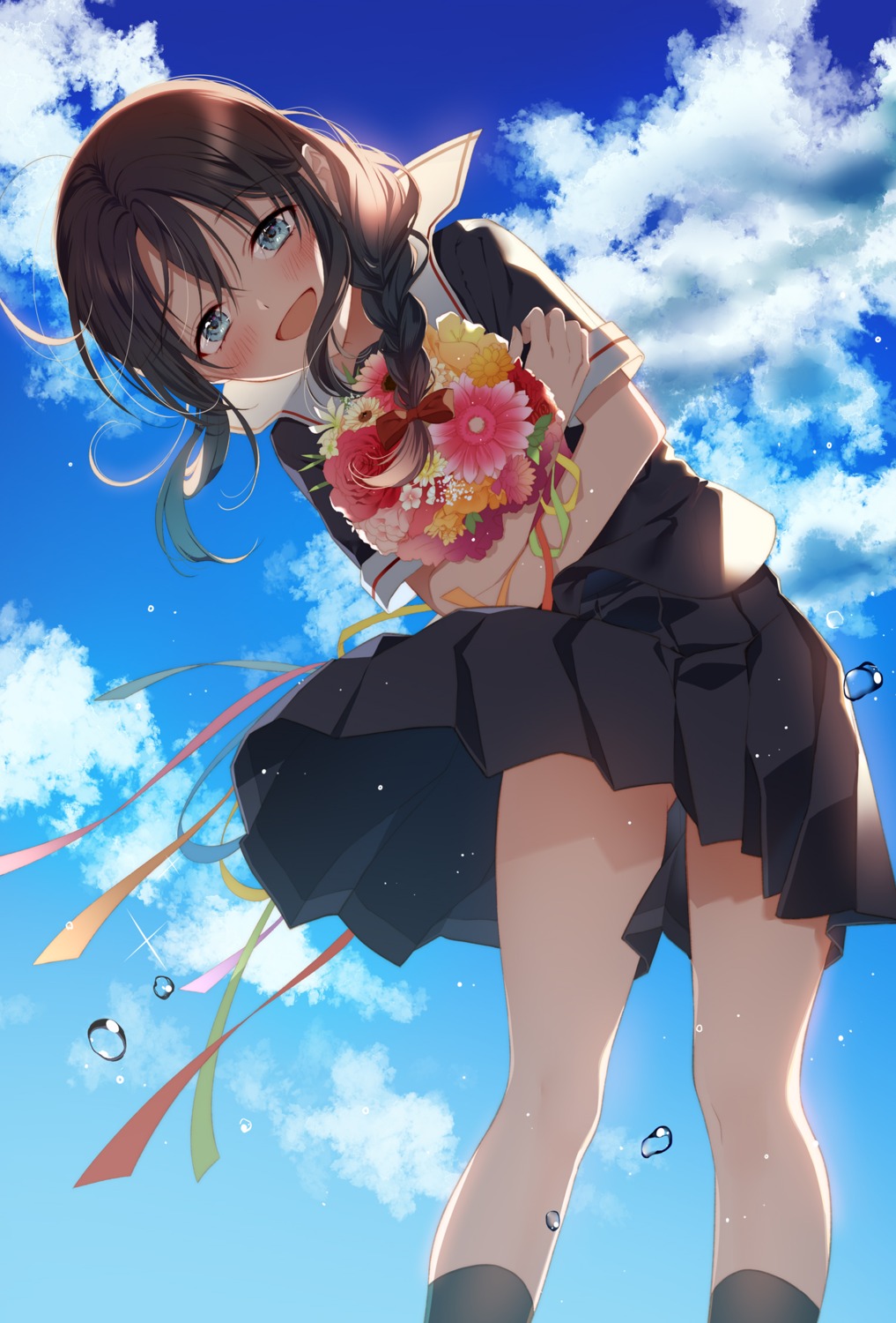 kantai_collection, naoto, seifuku, shigure_(kancolle), skirt_lift