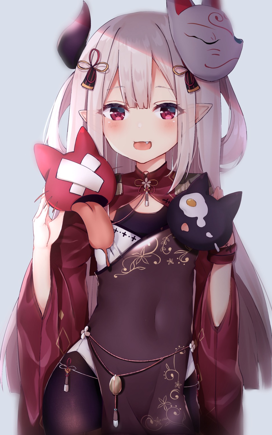 chinadress, horns, naraka_(nijisanji), nijisanji, pantyhose, pointy_ears, yuteke_key