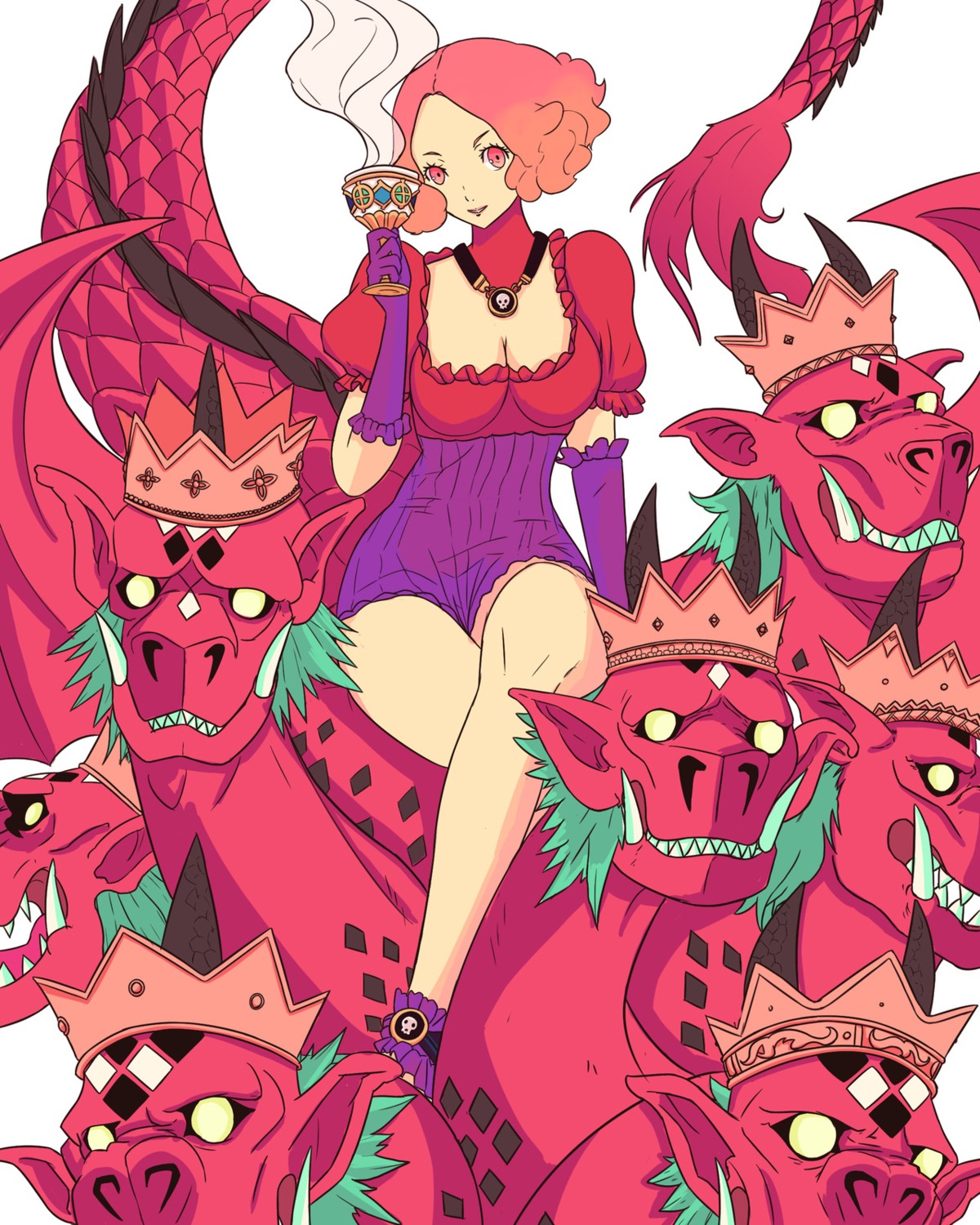 cleavage, cosplay, horns, megaten, mother_harlot, okumura_haru, persona, persona_5, truejekart