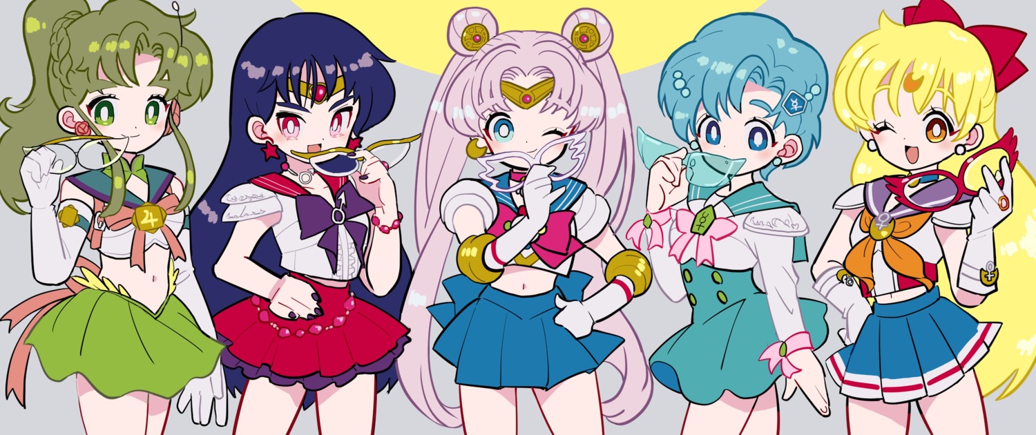 aino_minako, bishoujo_senshi_sailor_moon, hino_rei, kino_makoto, kodama_(marugoto_omikan), megane, mizuno_ami, seifuku