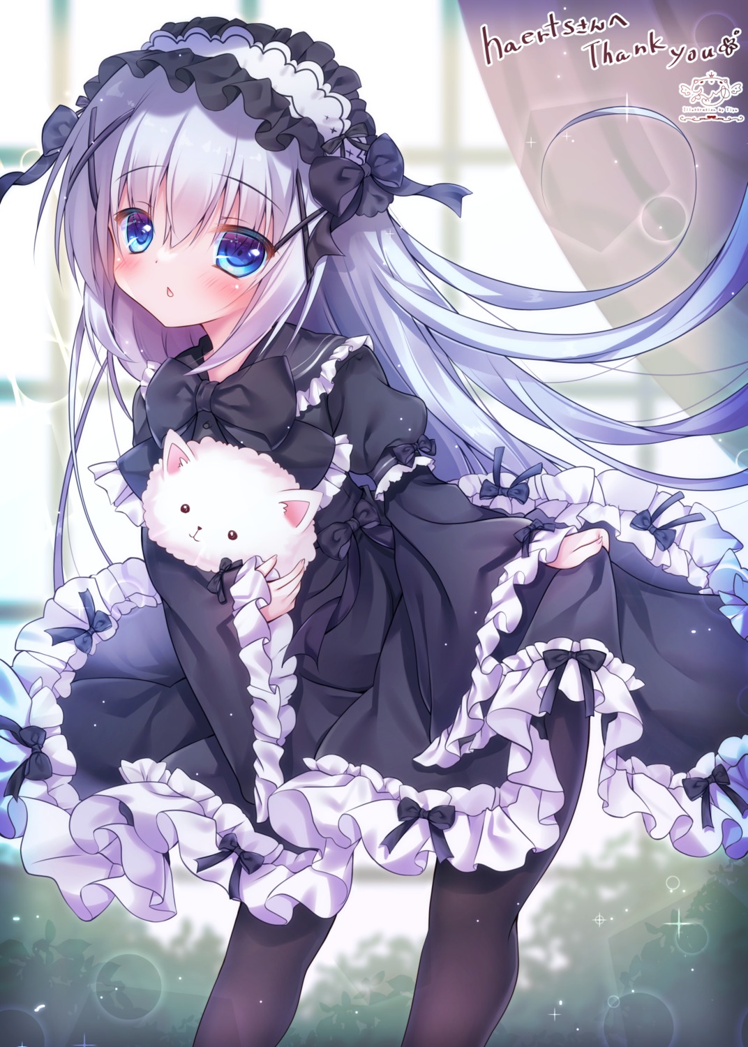 dress, fuxiyu, gochuumon_wa_usagi_desu_ka?, gothic_lolita, kafuu_chino, lolita_fashion, pantyhose, skirt_lift, tippy_(gochiusa)