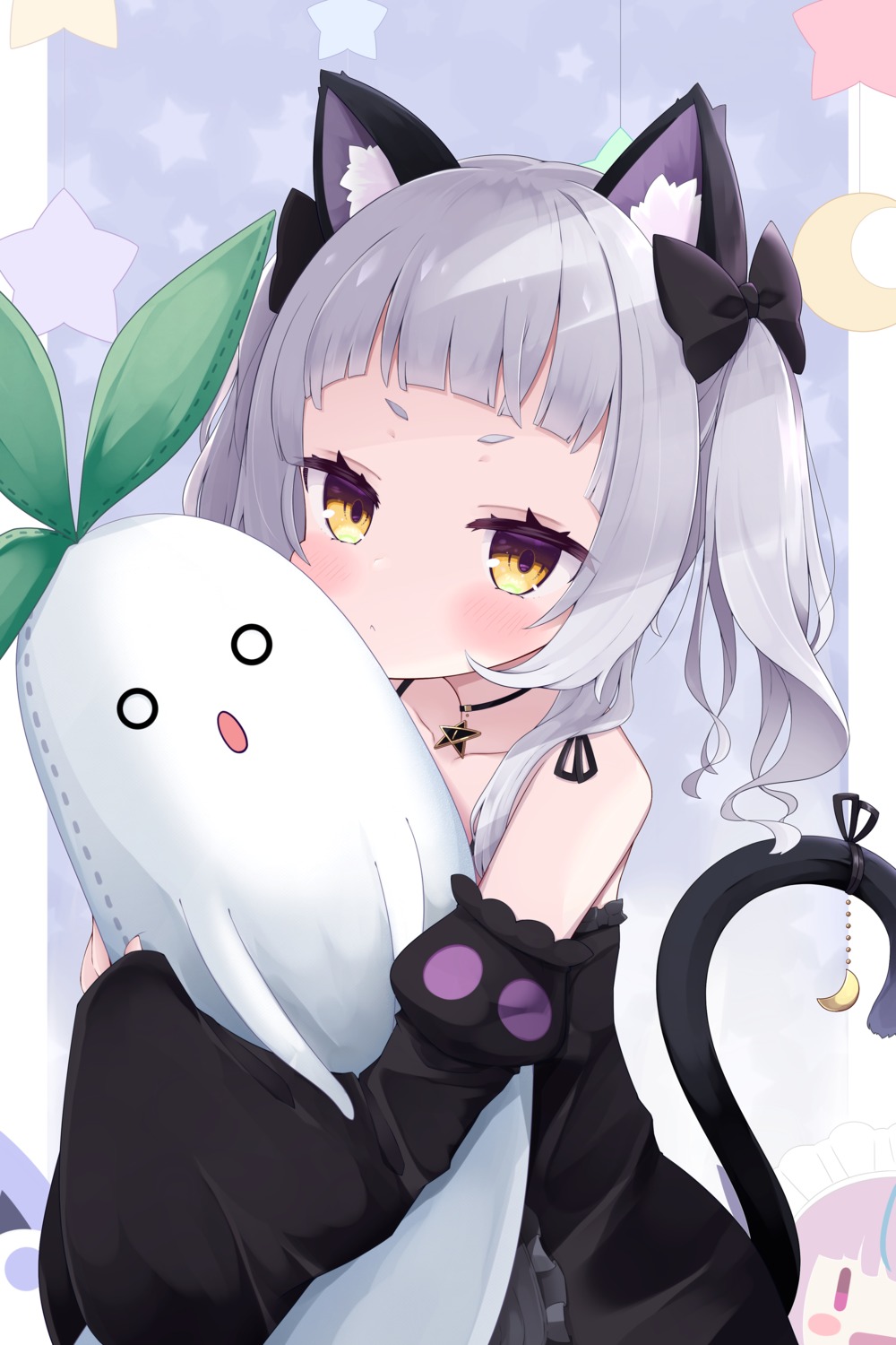 animal_ears, cocozasa, hololive, murasaki_shion, nekomimi, tail