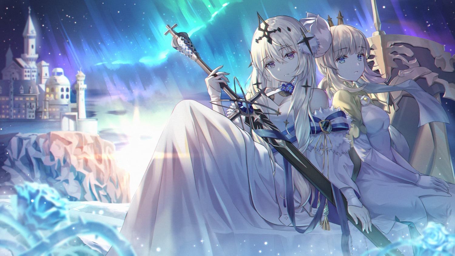 alchemy_stars, bethlehem_(alchemy_stars), dress, hyonee, nikinis_(alchemy_stars), sword